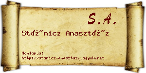 Stánicz Anasztáz névjegykártya